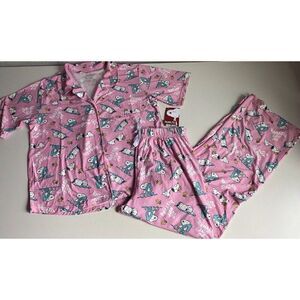 Peanuts SNOOPY Pink Women’s XL Pajama PJ Set Pants Short Sleeve Do Not Disturb